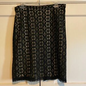 Anna Paul Black & Tan Lace Overlay Pencil Skirt M
